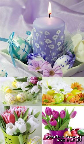 Easter eggs with spring motive