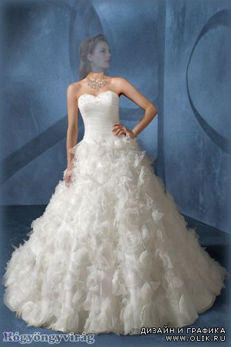 Оборками свадебное платье