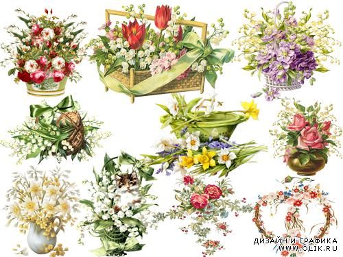 Клипарт для фотошопа - Vintage flowers
