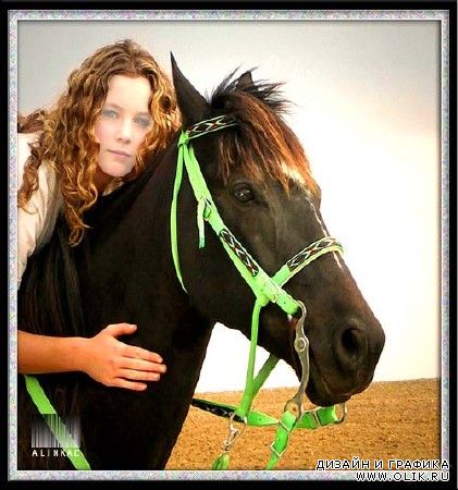 Шаблон для фотошоп - Девушка на коне!