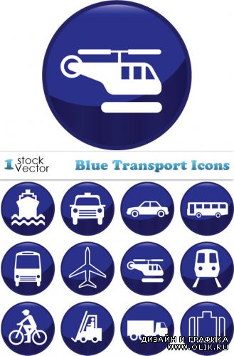 Blue Transport Icons Vector