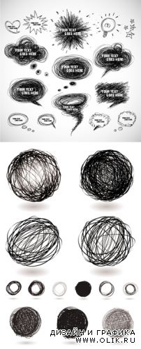 Hand Drawn Scribbles & Speech Bubbles Vector