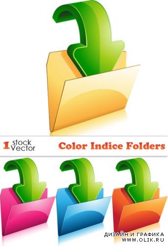 Color Indice Folders Vector | Цветные папки со стрелкой