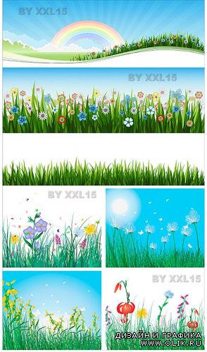 Grass and flowers backgrounds