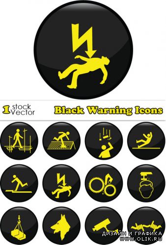 Black Warning Icons Vector