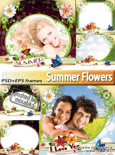 Цветочные летние рамки (PSD + EPS)