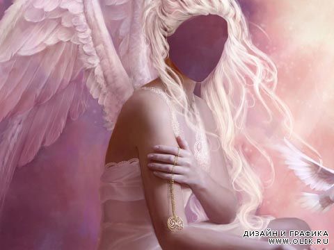 Женский шаблон - Ангел в розовых тонах