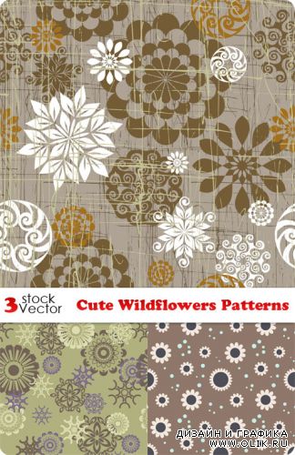 Cute Wildflowers Patterns Vector