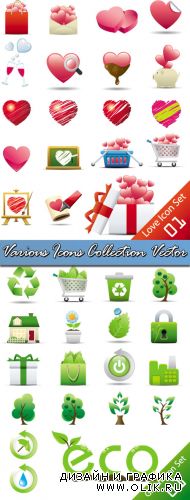 Various Icons Collection Vector