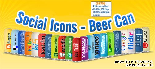 PSD Template - Social Icons on a Beer Can