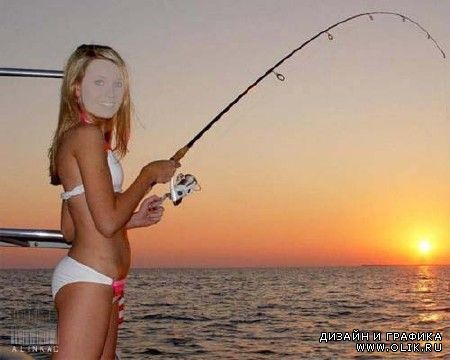 Шаблон для фотошоп - Рыбалка на закате!