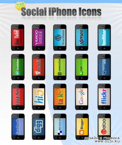 PSD Template - Social iPhone Icons Set