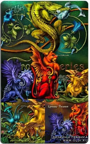 PSD Set : Dragons and Animals