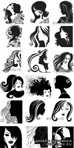 Silhouettes portraits of women