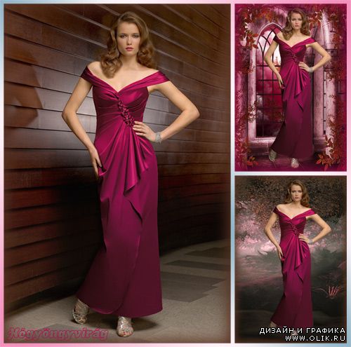 Простые платье -Темно розовый