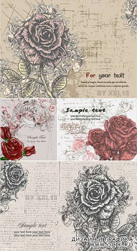 Vintage cards with roses