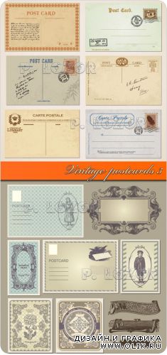 Vintage postcards 3 vector - Винтажная открытка 3