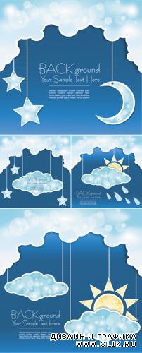 Blue Backgrounds with Clouds Vector