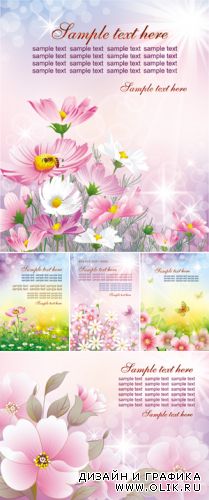 Nature Backgrounds with Flowers Vector