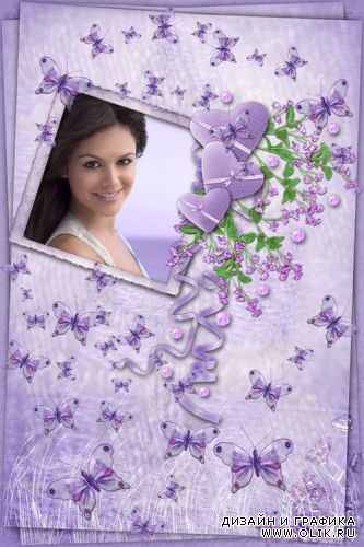 Простые цветочные рамка - Фиолетовый бабочки
