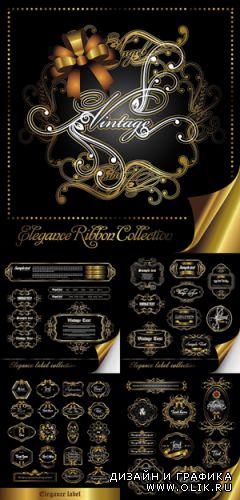 Elegant Golden Labels Vector