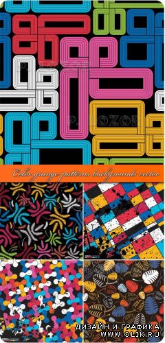 Color grunge patterns backgrounds vector - Бесшовные фоны в стиле гранж