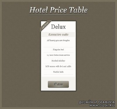 Classic pricing table psd