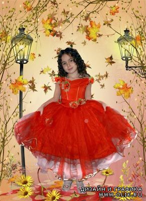 Шаблон для фотошопа "Девочка в красном платье"