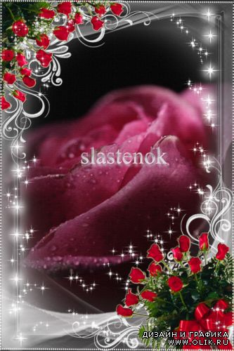 Рамка для фото - Серебром блестят лезвия розы