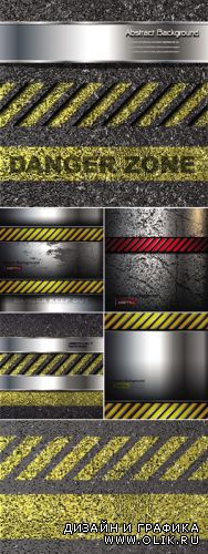 Metal Backgrounds with Warning Stripe Vector