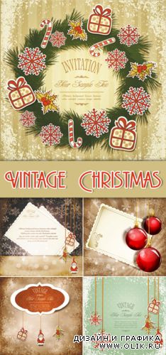 Vintage Christmas Backgrounds Vector