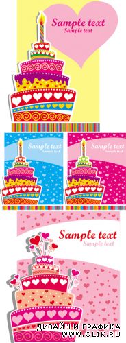 Celebration Cards with Cake Vector