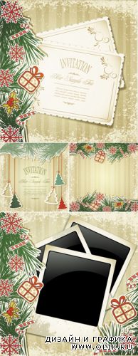 Vintage Christmas Backgrounds Vector 2