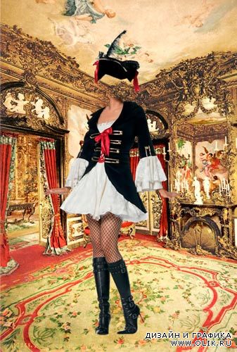 Шаблон для фотошопа "Женщина в костюме пиратки"