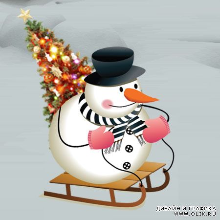  мультфутажи - Снеговик на санках