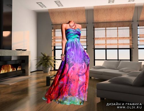 Шаблон для фотошопа "Женщина в стильном платье"