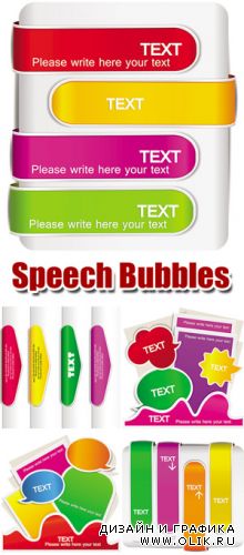 Color Speech Bubbles & Bookmarks Vector