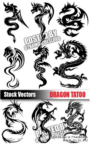 Драконы - татуировки - векторный клипарт