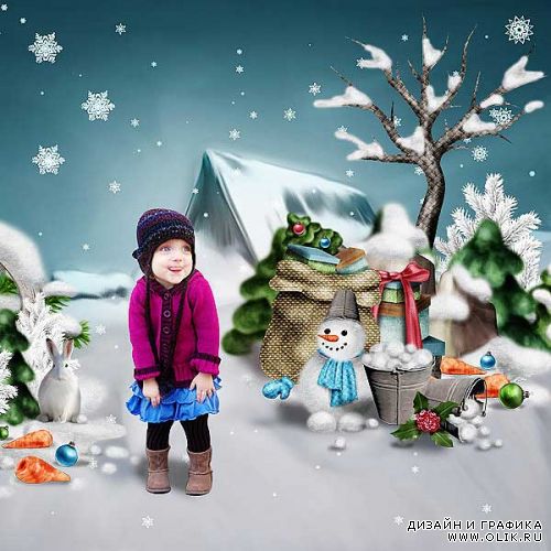 Рисованный зимний скрап - набор - Lovely holiday