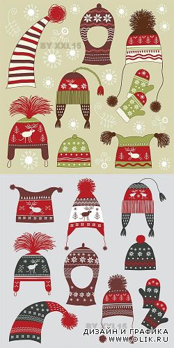 Winter hats with nordic ornament