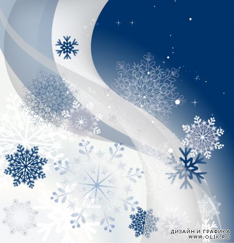 Зимний фон с красивыми снежинками в векторе