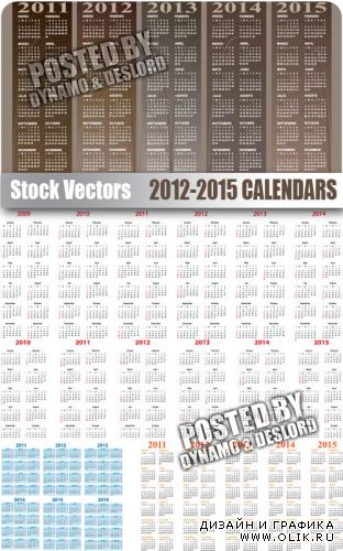 Календари на 2012 - 2015 года - векторный клипарт