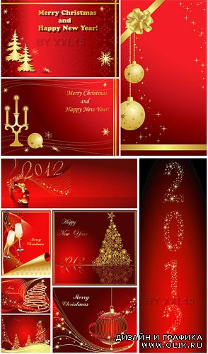 Red and gold christmas backgrounds 3