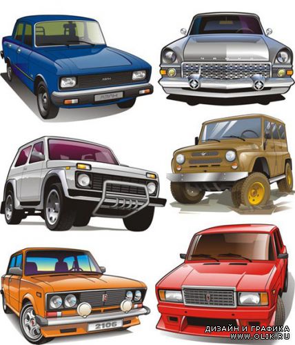 Русские и советские автомобили в векторе