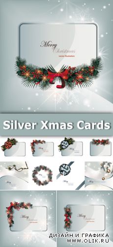 Silver Christmas Cards Vector