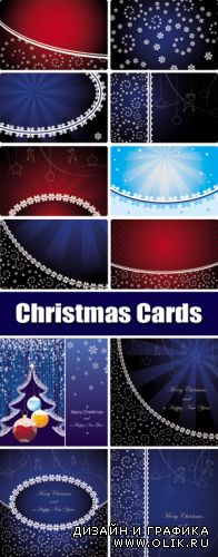 Red & Blue Xmas Cards Vector