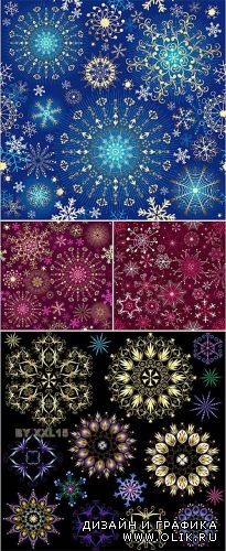 Christmas patterns with snowflakes