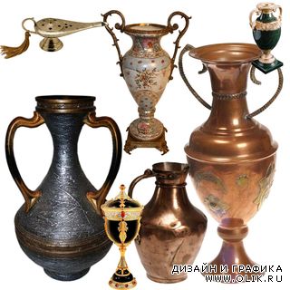 Вазы, восточные кувшины и лампы, цветочные вазоны / Vases, pitchers, and oriental lamps, flower pots
