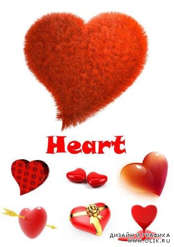 Пушистые сердечки | Pink hearts (HQ clipart)