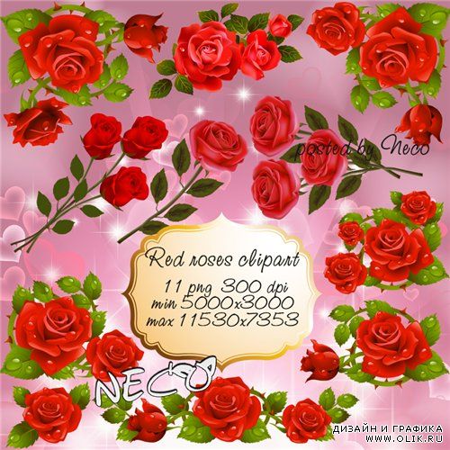 Clipart red roses - Клипарт красные розы PNG